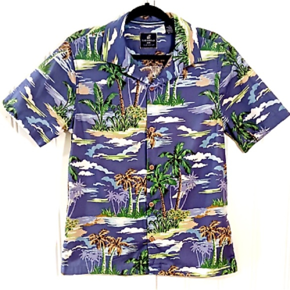 Caribbean Joe Tropical Print Shirt - Blue and Green